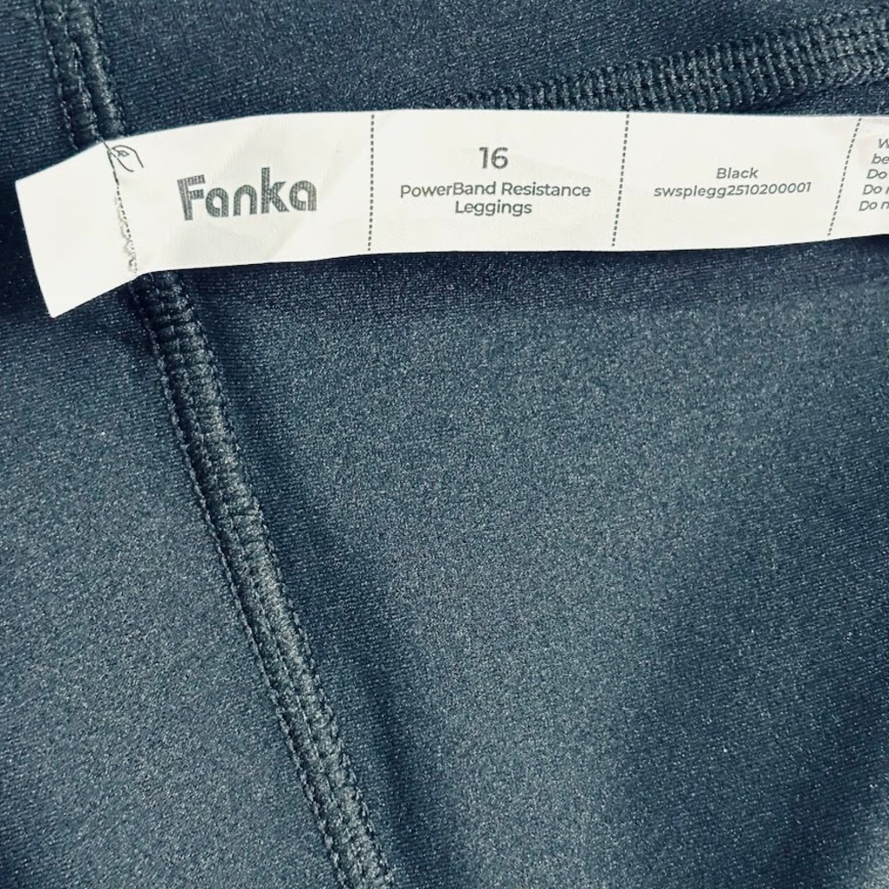 Fanka PowerBand Resistance Leggings Women 16 Black Recycled High Waist Athletic - Picture 4 of 8